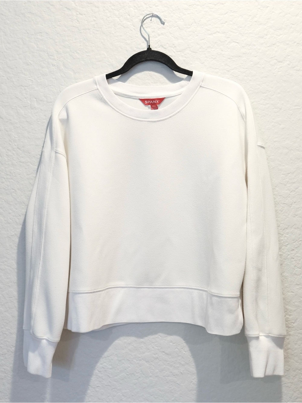 Spanx Air Essentials Crewneck Sweatshirt Size L White Oversized Cozy Athleisure
